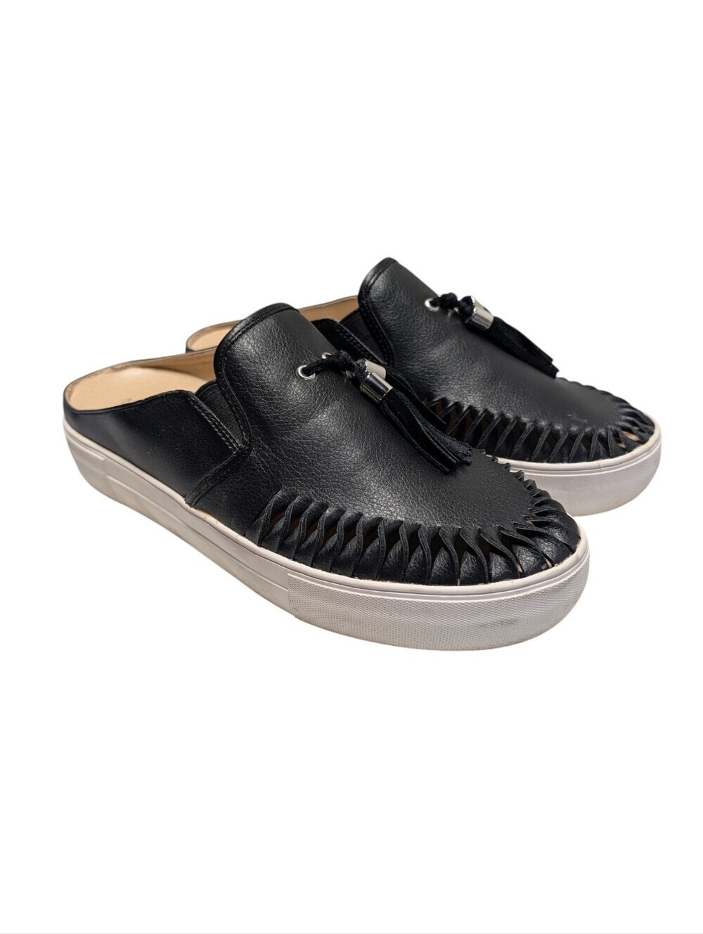 Nine West Molley Black Tassel Slip On Mule Sneakers Size 9.5